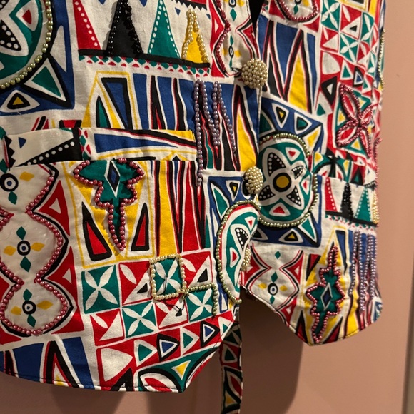 Colorful Beaded Geometric Pattern Vest - Picture 4 of 8